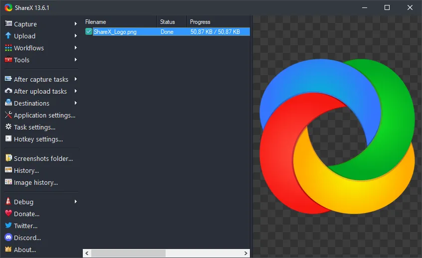 ShareX – 开源免费的多功能捕捉工具，支持滚动截图、GIF录制及自定义上传 – 快速片段录制、动态教程制作、社区内容分享