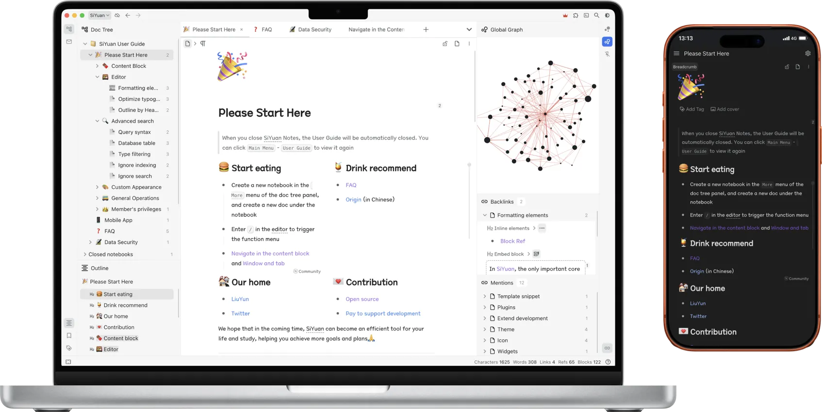 SiYuan - 以“块”为单位的本地优先笔记软件，支持实时双向链接 - 适合结构化写作与长文档管理 1